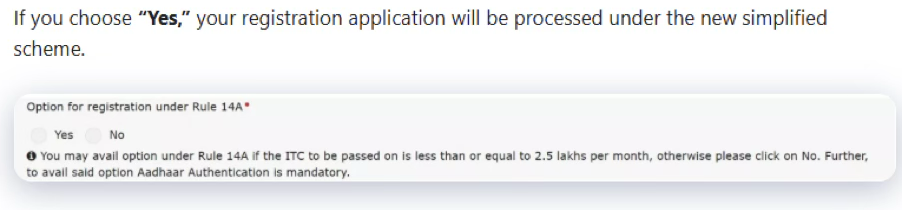 GST Rule 14A Registration Option